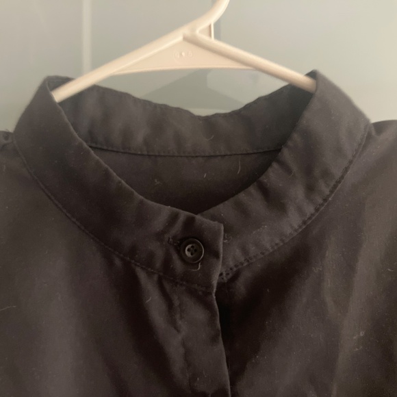 Black Collarless Button Up Shirt/ Blouse - Picture 2 of 4